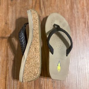 Volatile Braided Cork Wedge Flip Flop Black
